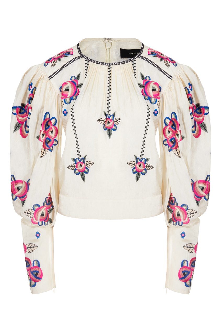 Шелковая блузка цвета экрю с вышивкой Ciameli Isabel Marant цвет ecru