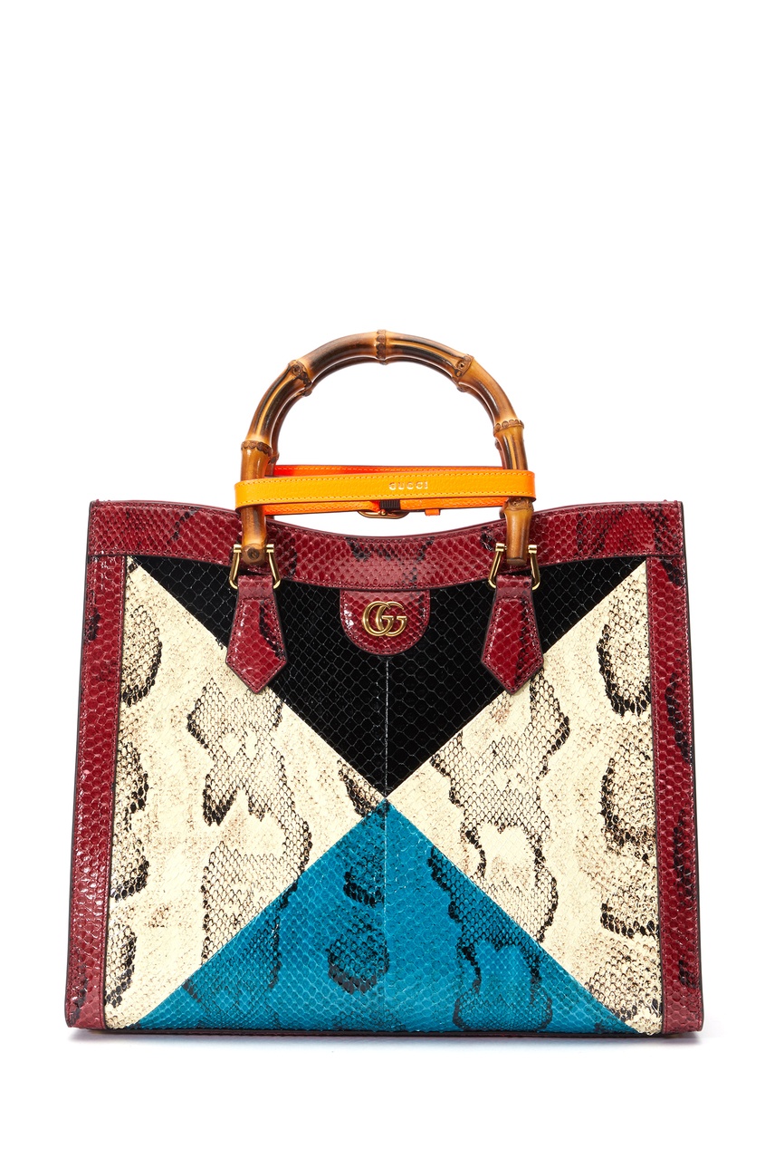 Разноцветная сумка из кожи питона Gucci Diana