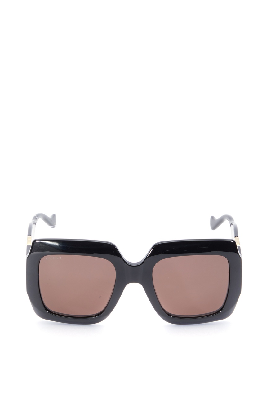 фото Черные солнцезащитные очки в прямоугольной оправе с цепочкой gucci
