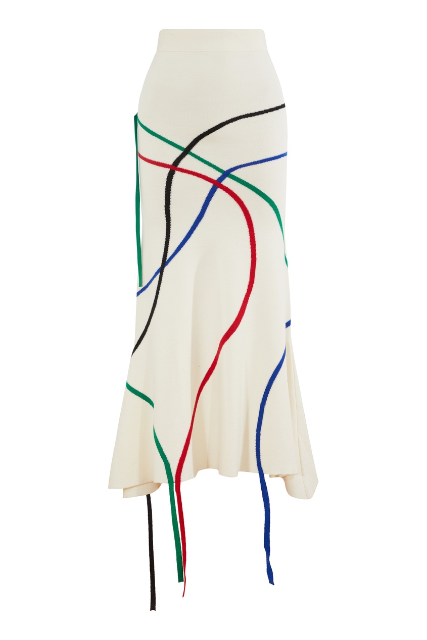 Шерстяное платье-бюстье цвета экрю от Loewe