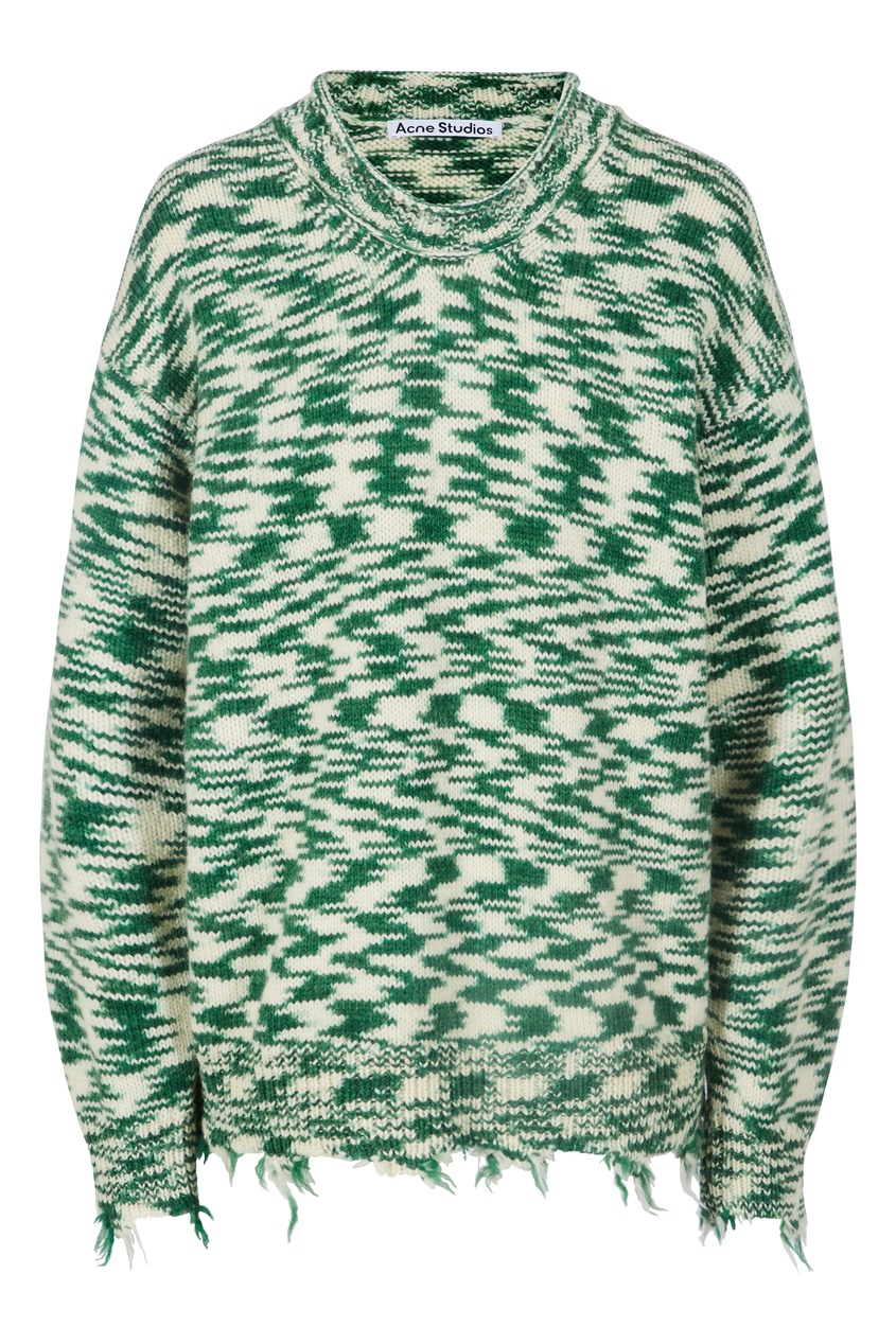 Бело-зеленый свитер