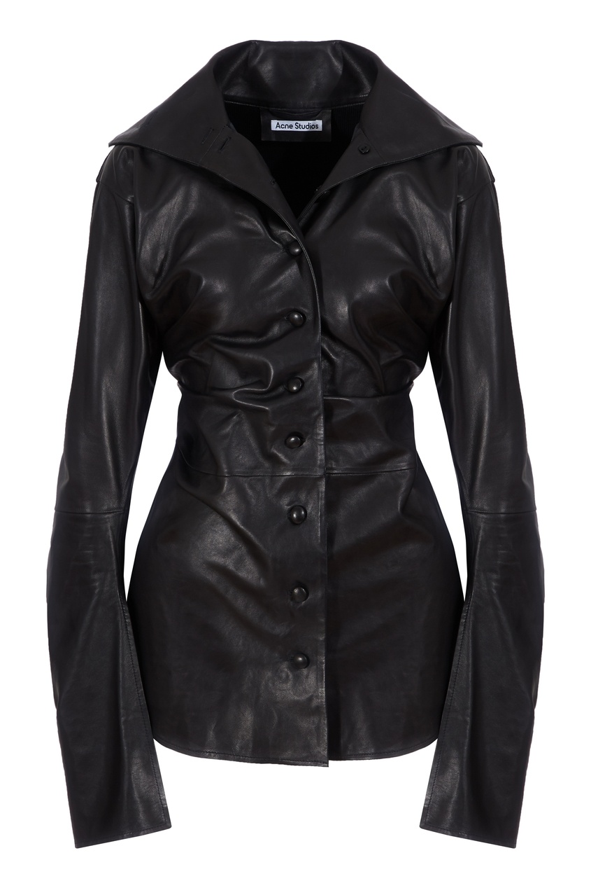Черная блузка из кожи Acne Studios цвет black900