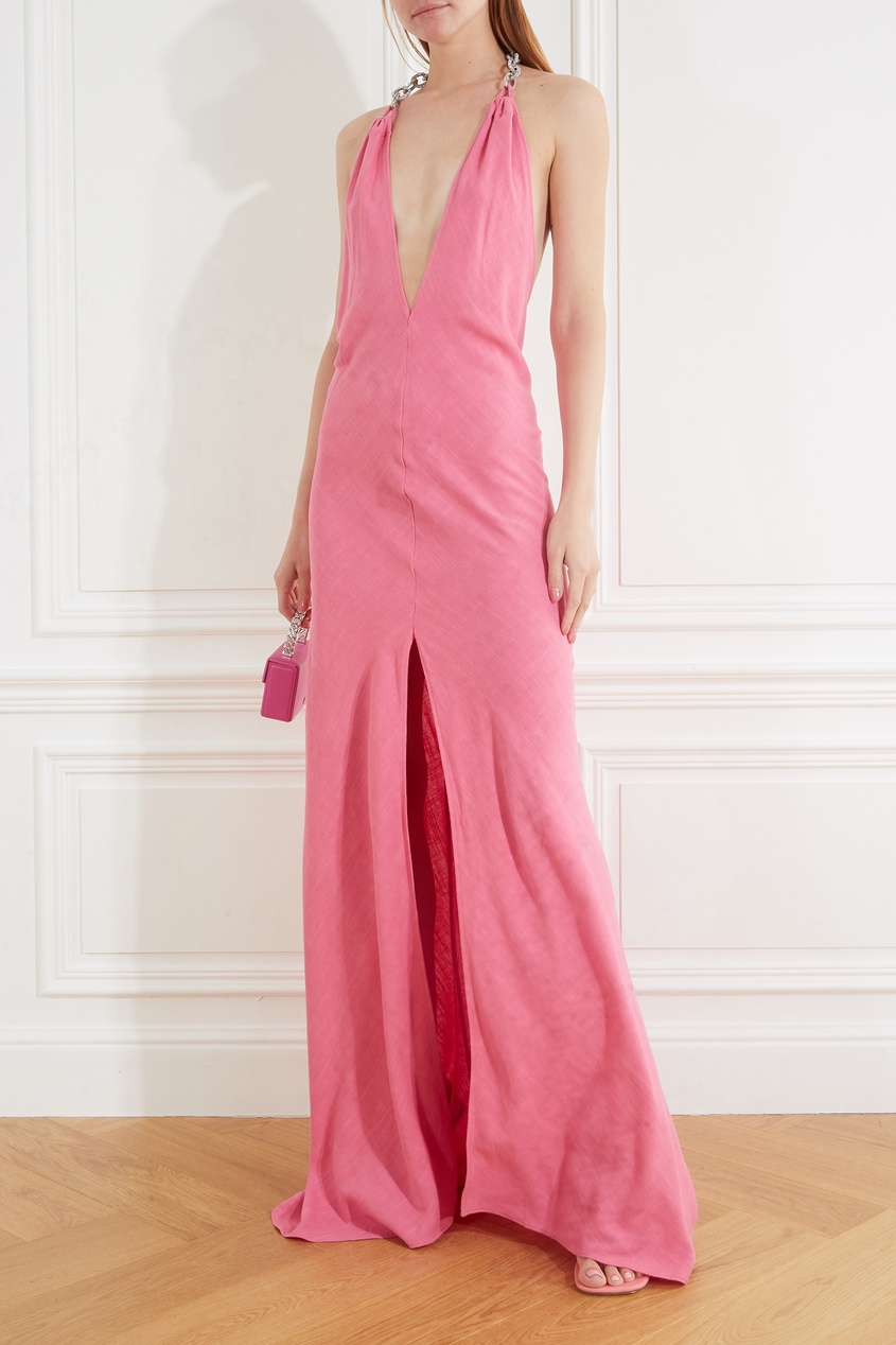 фото Розовое платье-макси с разрезом giuseppe di morabito