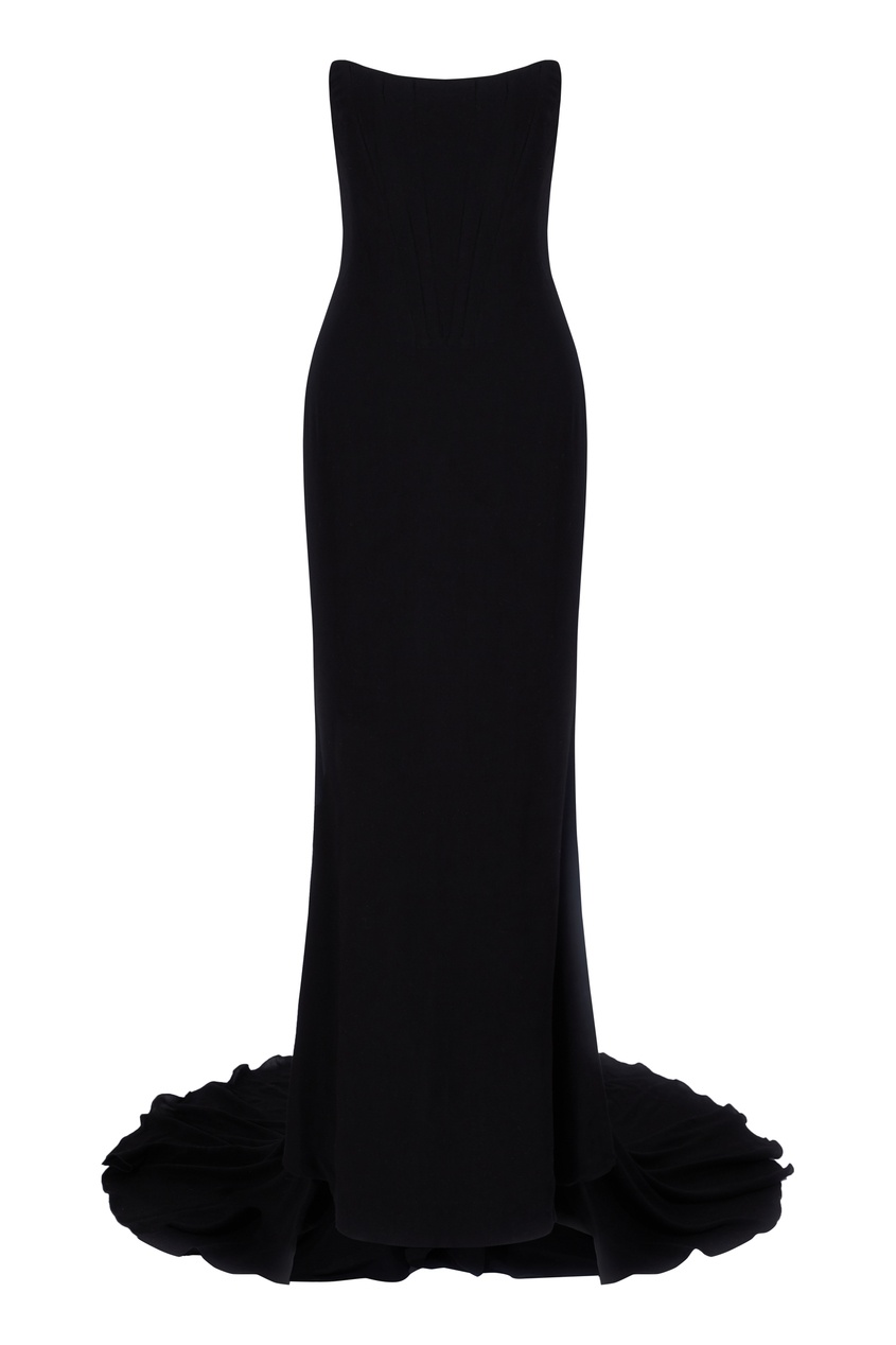 Черное платье со шлейфом