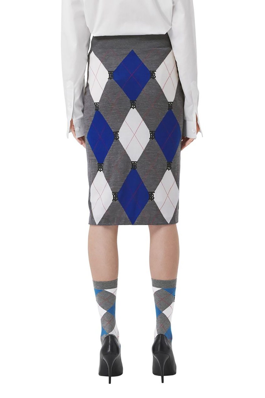фото Серая трикотажная юбка с принтом аргайл burberry