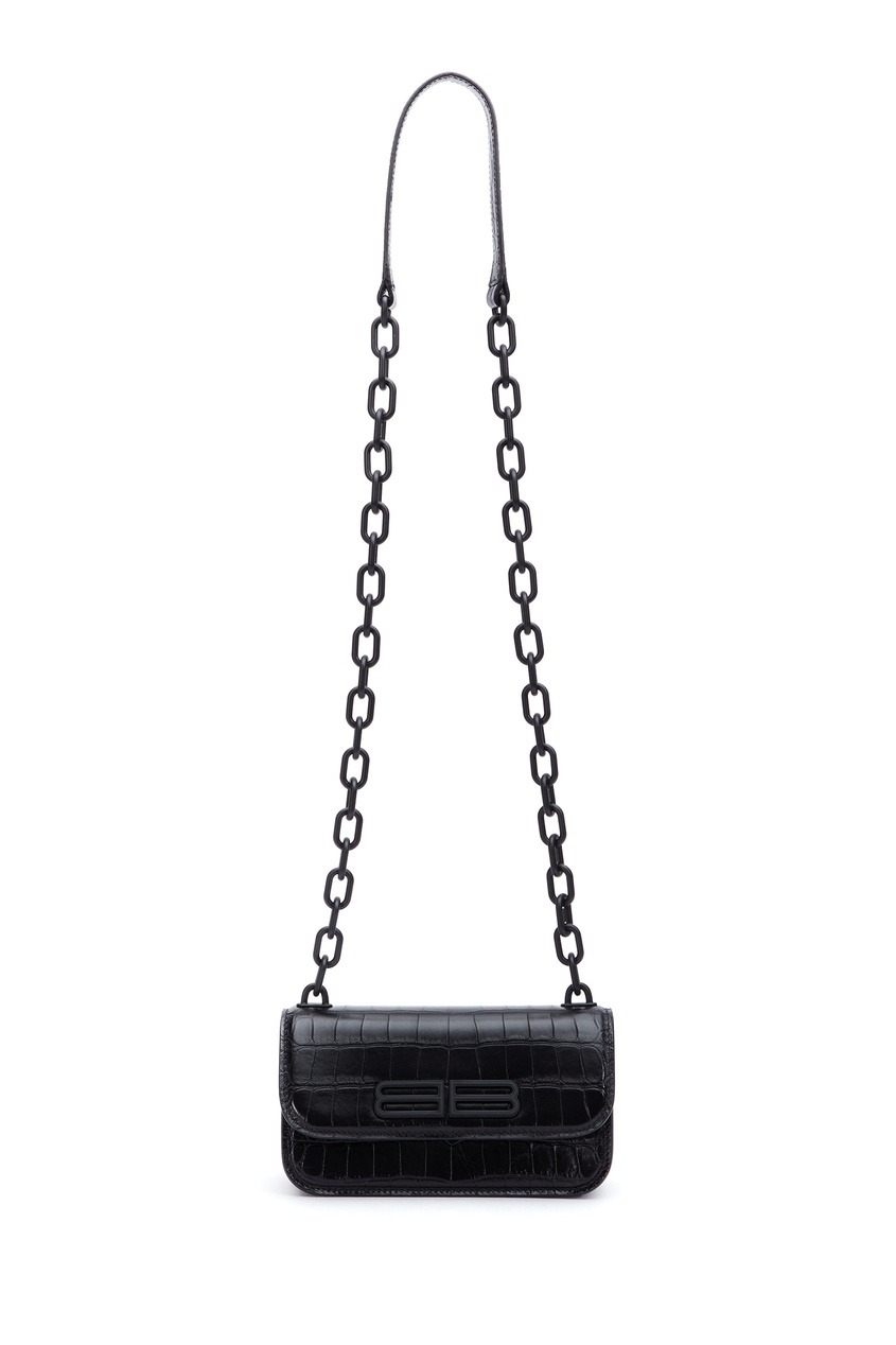 Черная сумка из кожи с тиснением Balenciaga черного цвета