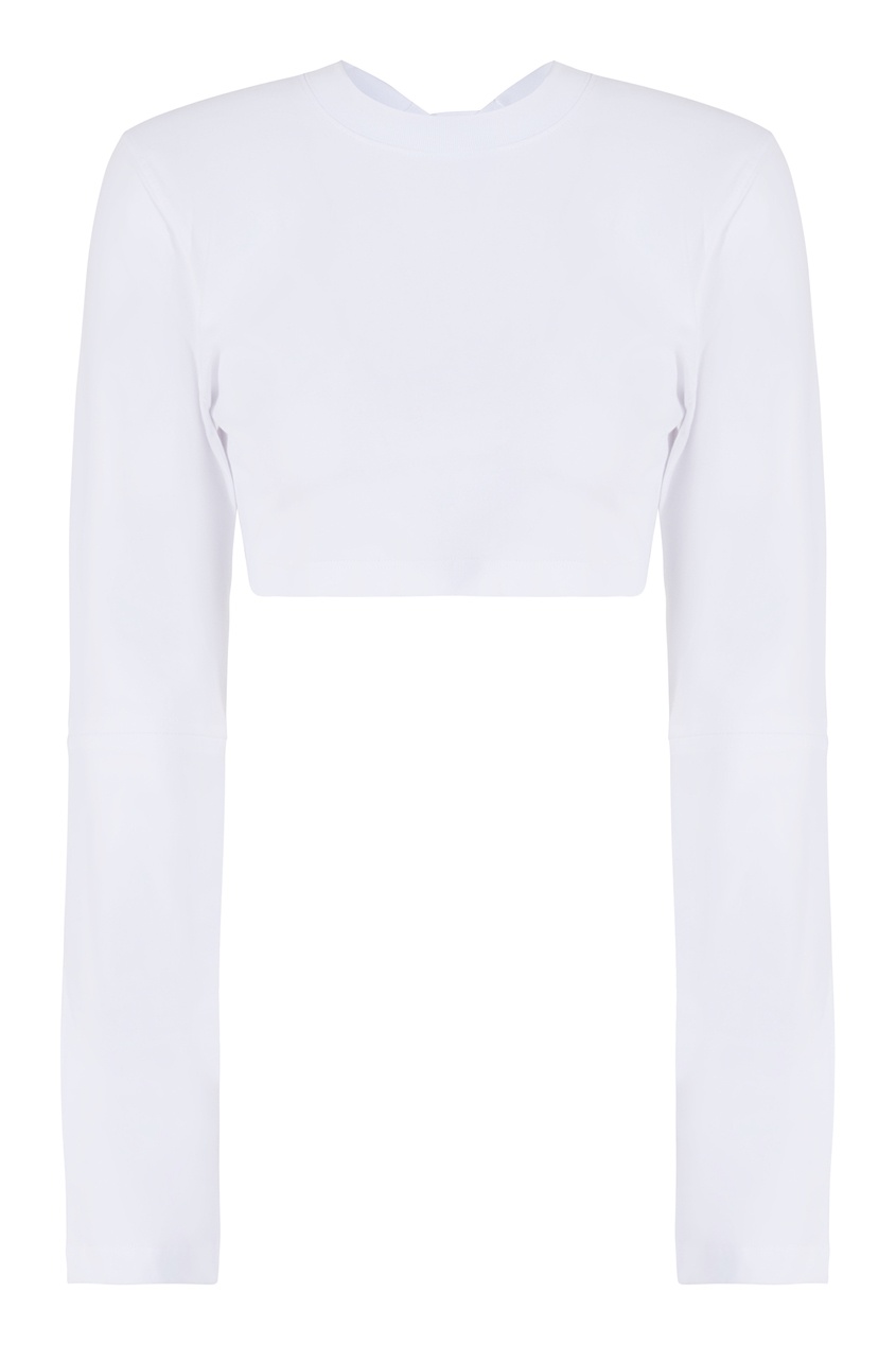 фото Белый кроп-топ le t-shirt piccola jacquemus