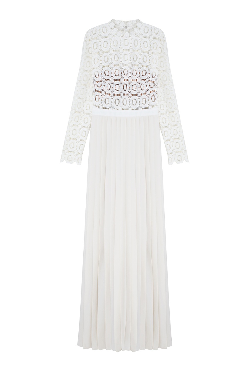 

Платье Pleated leated crochet floral, Белый, Платье Pleated leated crochet floral