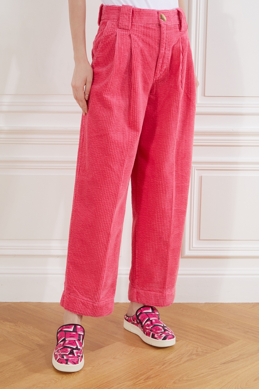 фото Розовые вельветовые брюки ganni