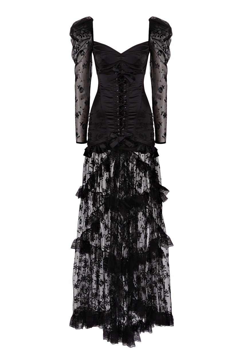 фото Черное кружевное платье alessandra rich