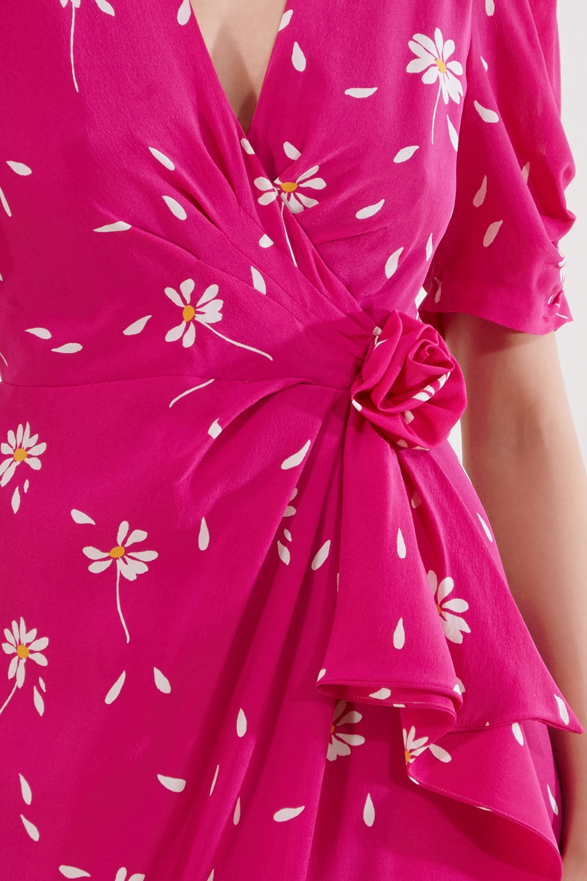 фото Платье цвета фуксии с принтом alessandra rich