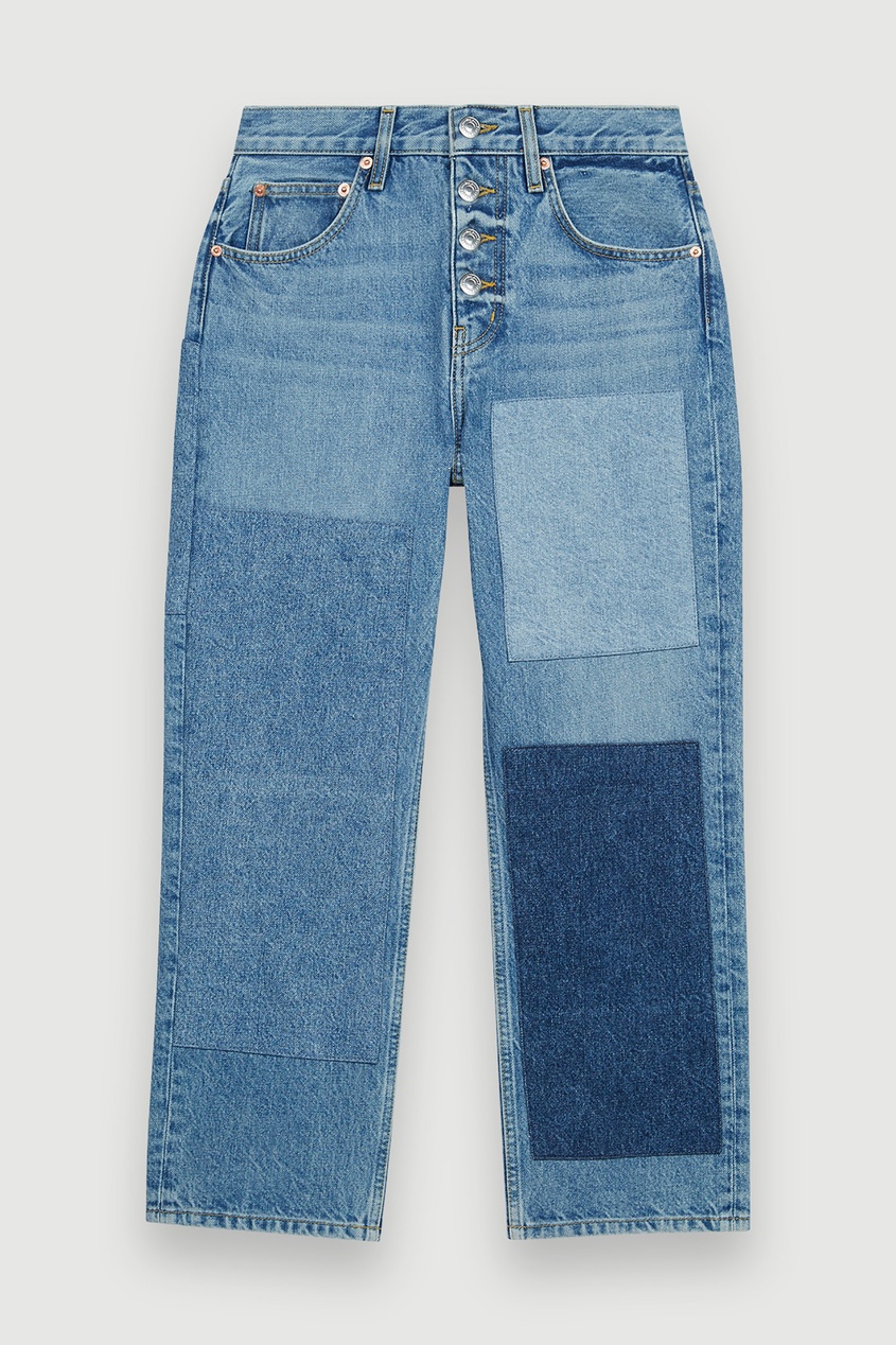 Синие джинсы в стиле пэчворк Maje синего цвета