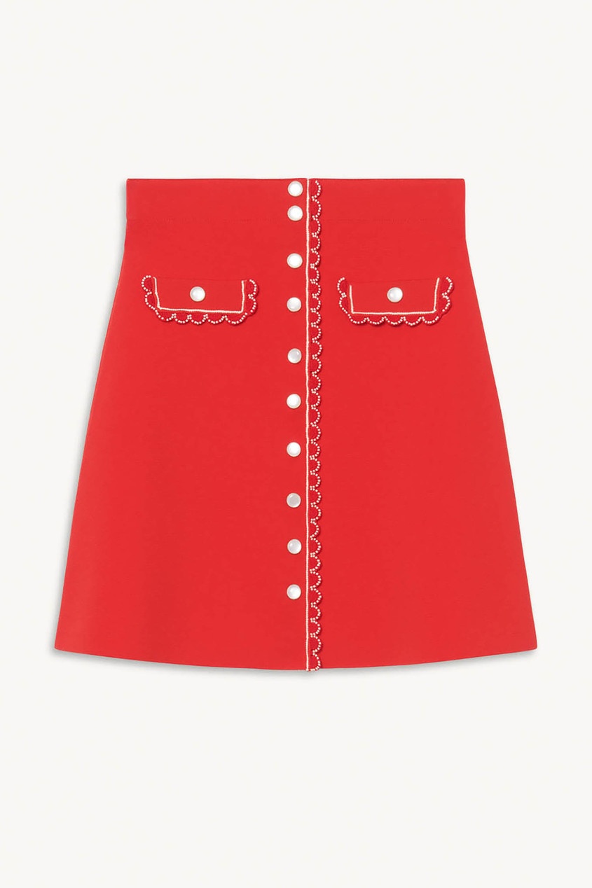 фото Красная юбка с отделкой бисером sandro
