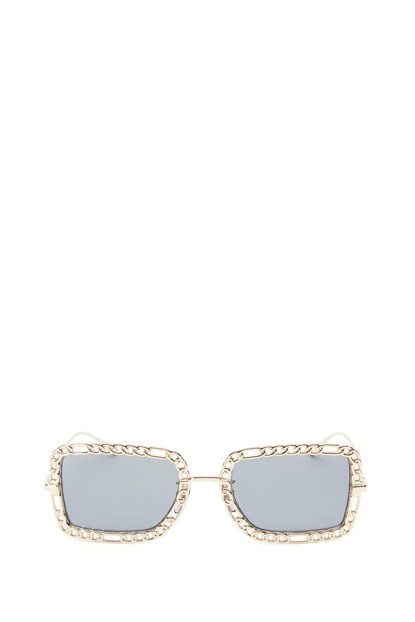Золотистые солнцезащитные очки с цепочкой