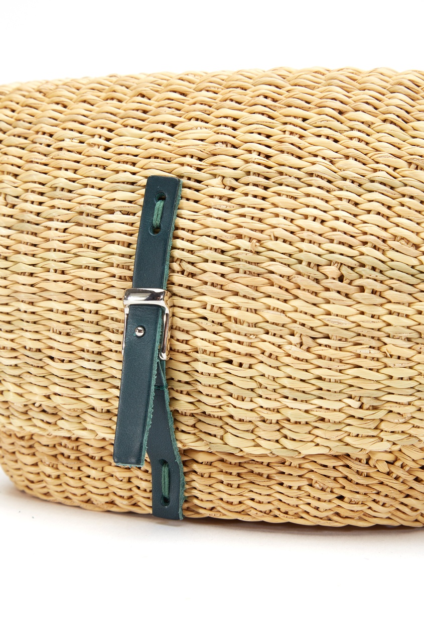 фото Плетеная сумка с зеленой отделкой fille muun