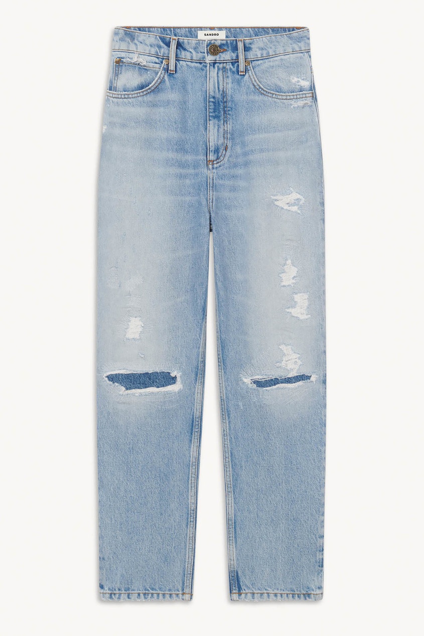 фото Голубые джинсы с потертостями sandro