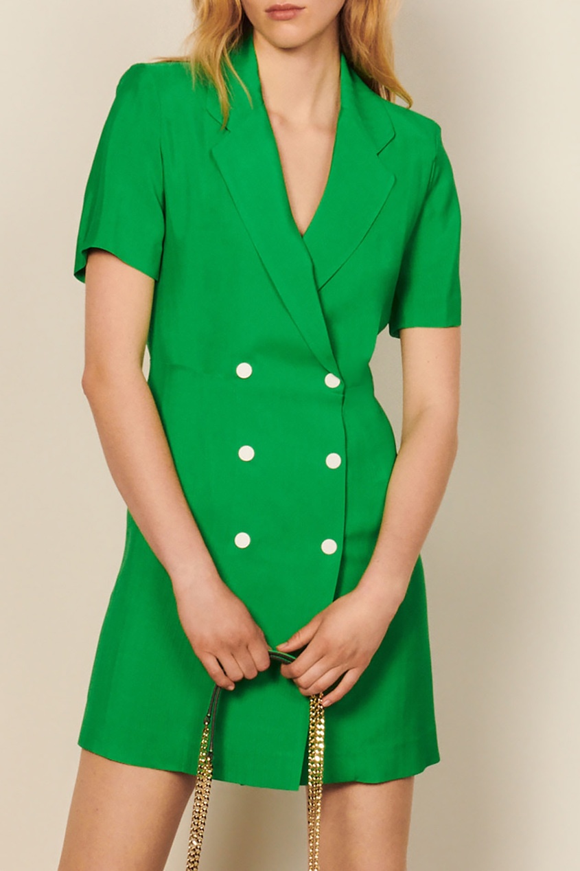 фото Зеленое двубортное платье sandro