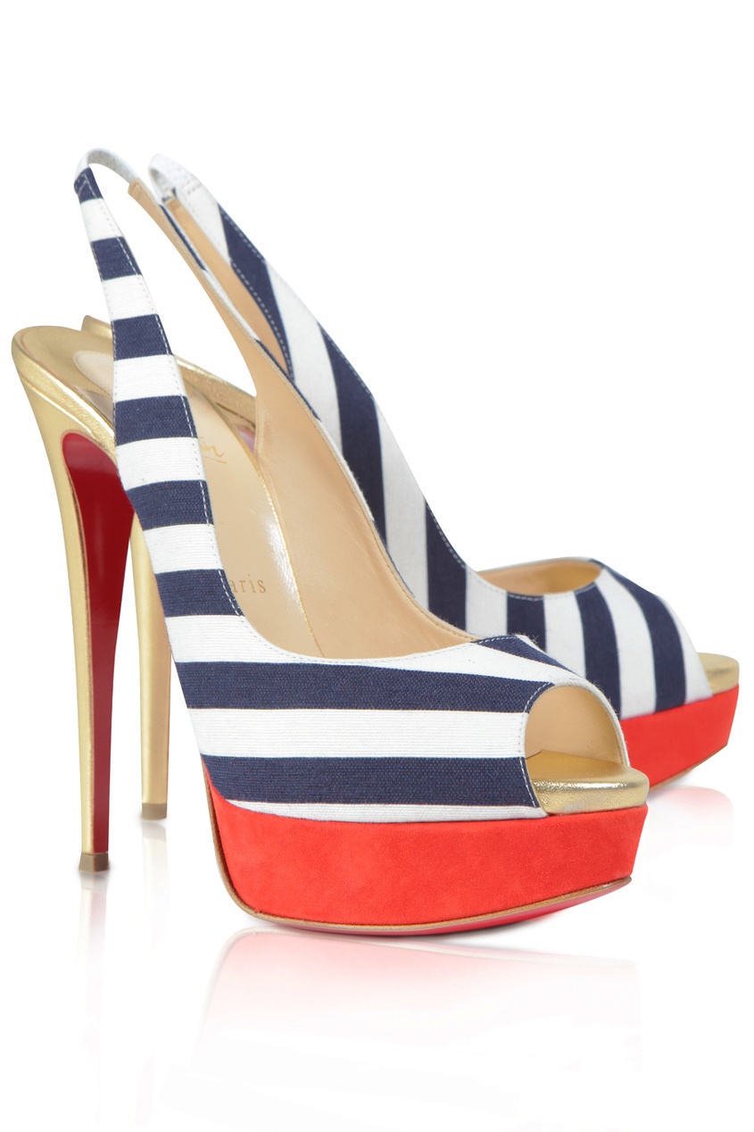 фото Босоножки Lady Peep Sling 150 Toile Rayee/VV Christian louboutin