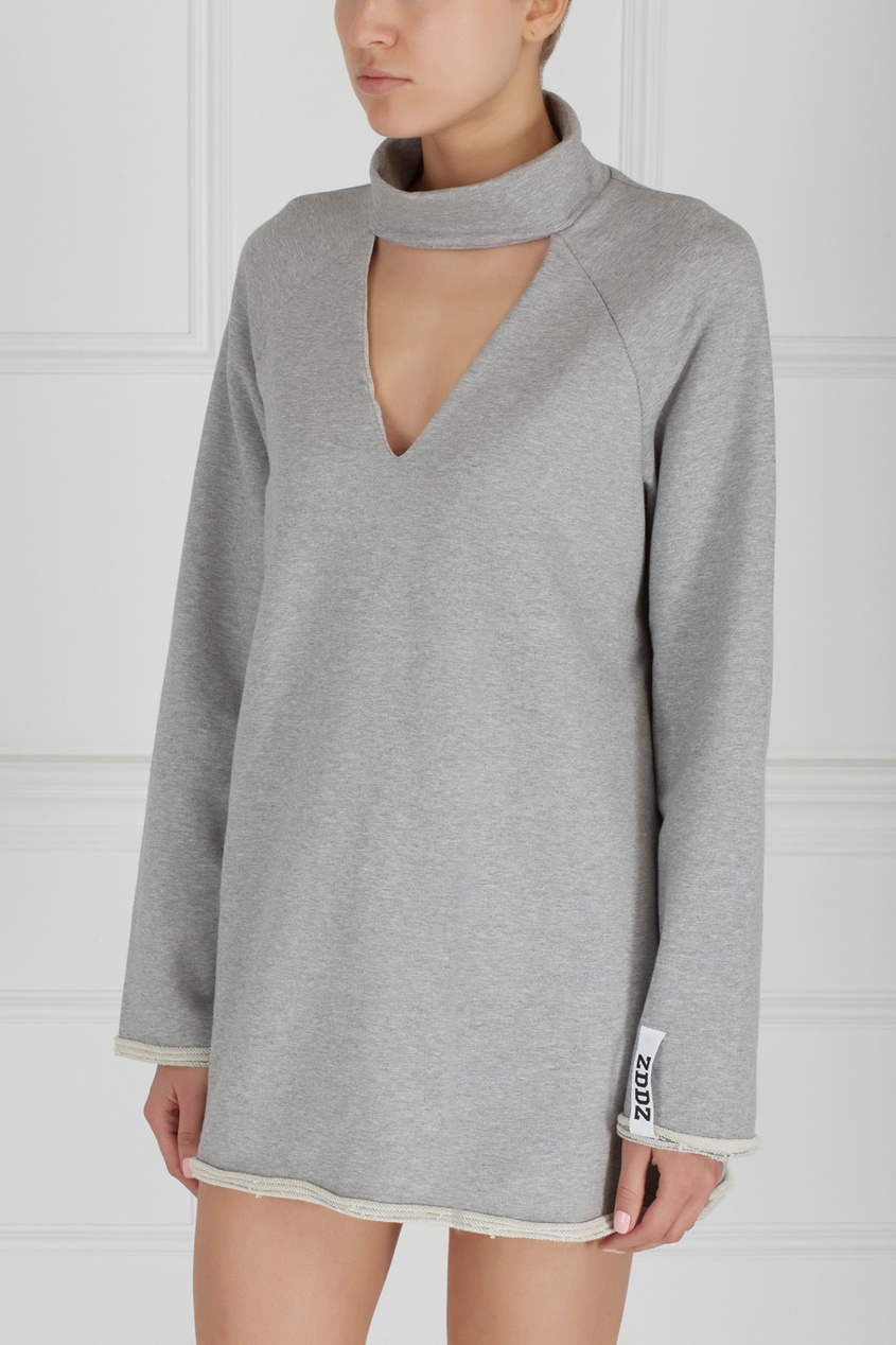 фото Однотонное платье choker f-sweatshirt dress zddz