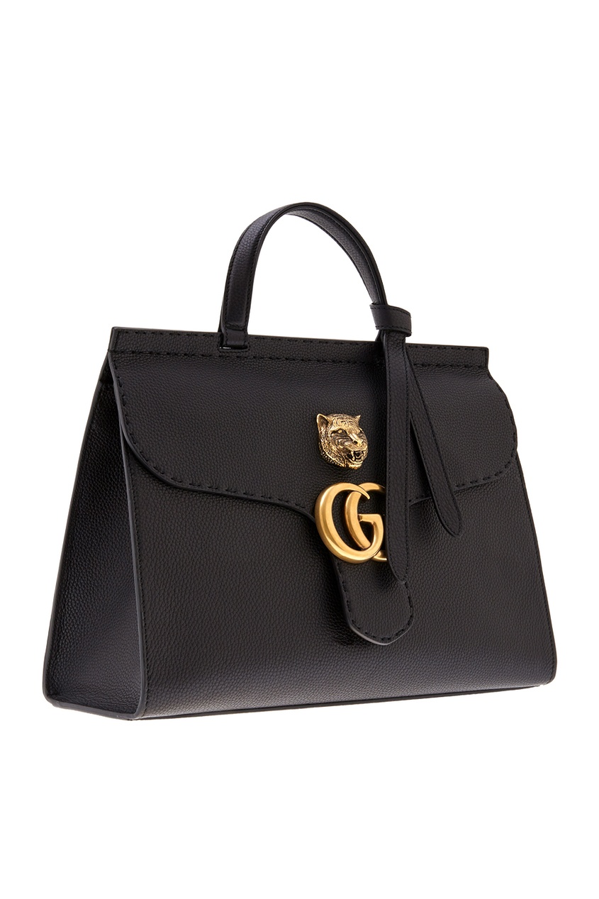 фото Кожаная сумка gg marmont leather top handle bag gucci