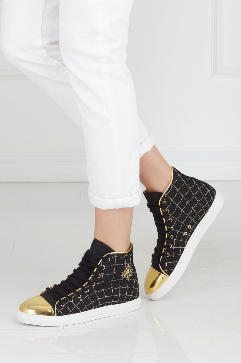 Кеды из хлопка и кожи Web High Tops