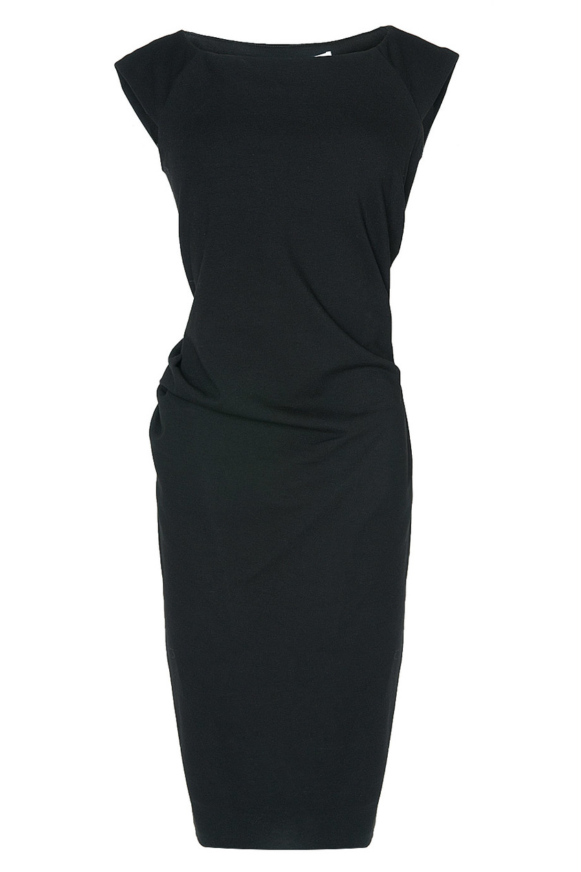 фото Черное драпированное платье-футляр Diane von furstenberg
