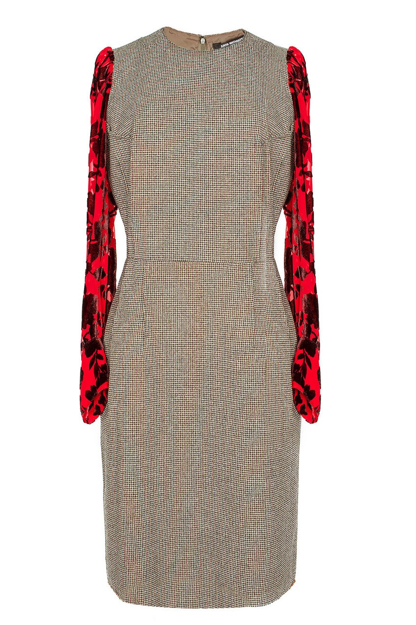 фото Шерстяное платье с красными рукавами Junya watanabe
