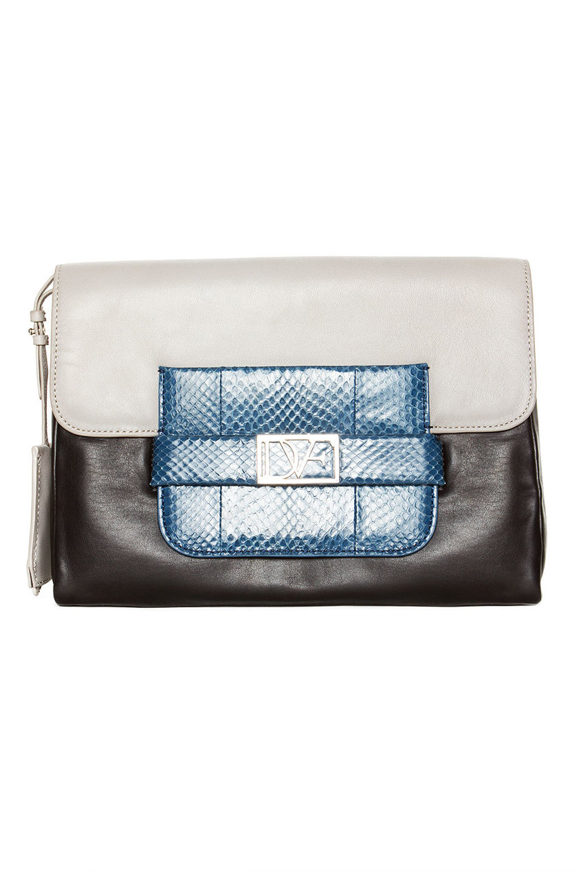 

Трехцветный клатч DVF Mimosa Clutch, Серый, Трехцветный клатч DVF Mimosa Clutch