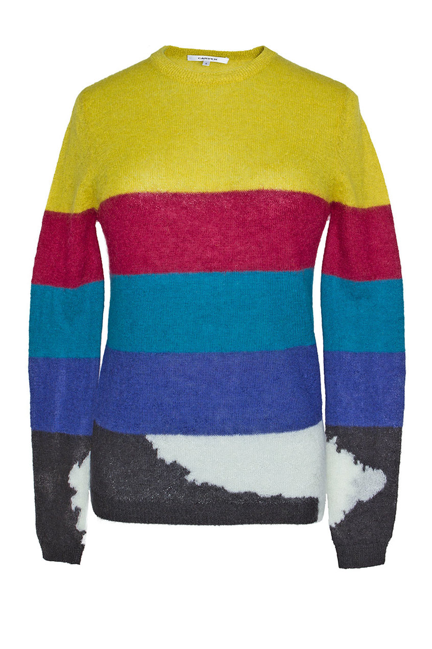 фото Пуловер из мохера с разноцветными полосами Carven