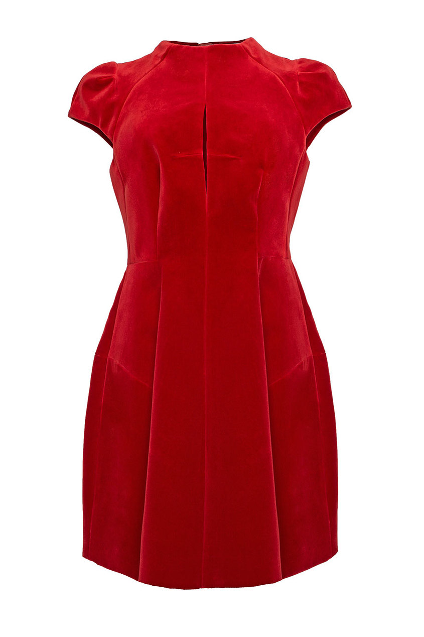 фото Ярко-красное платье с короткими рукавами carven