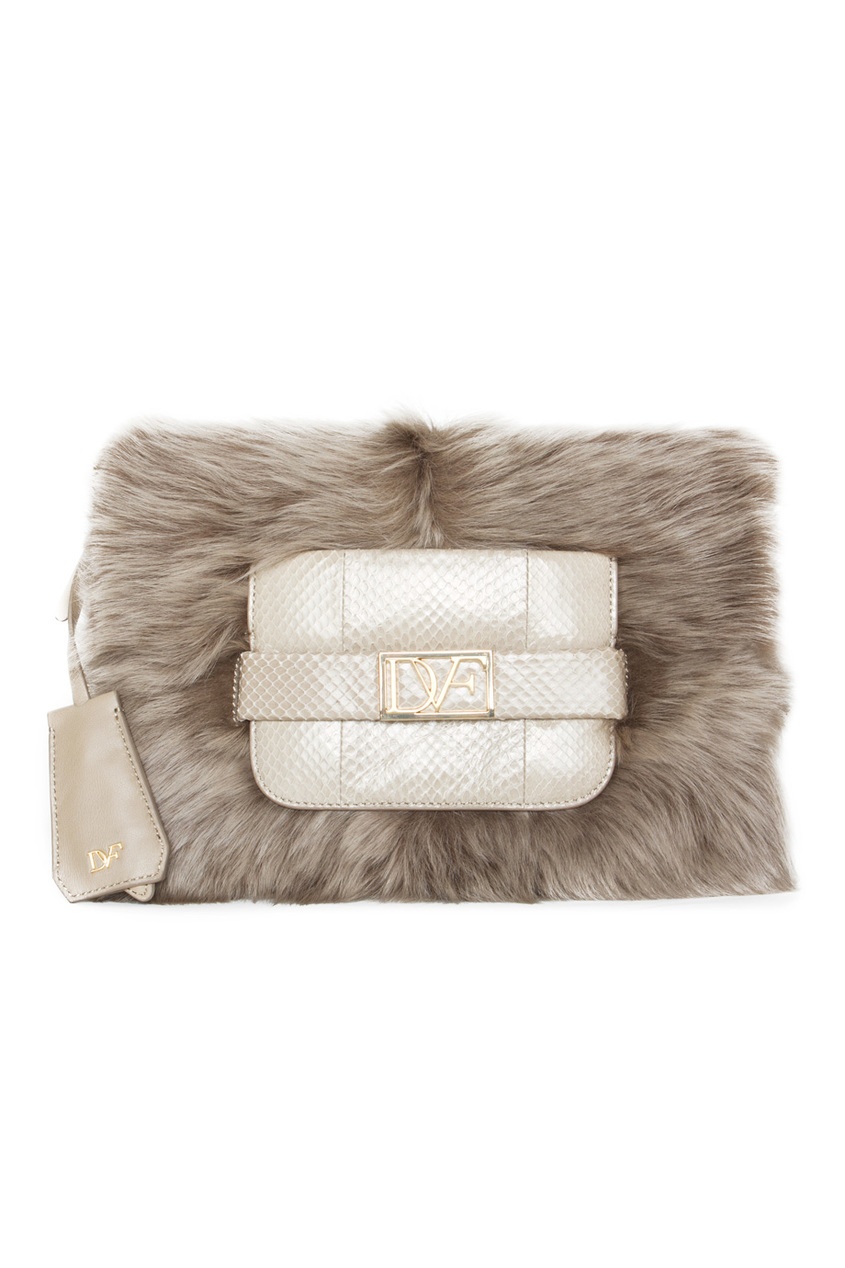 

Меховой клатч DvF Mimosa Clutch Sher, Бежевый, Меховой клатч DvF Mimosa Clutch Sher