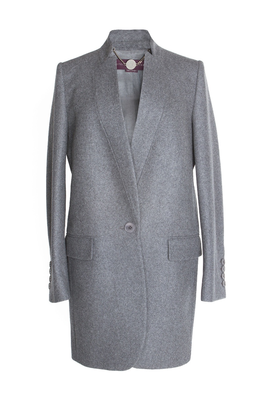 Серое шерстяное пальто с добавлением кашемира