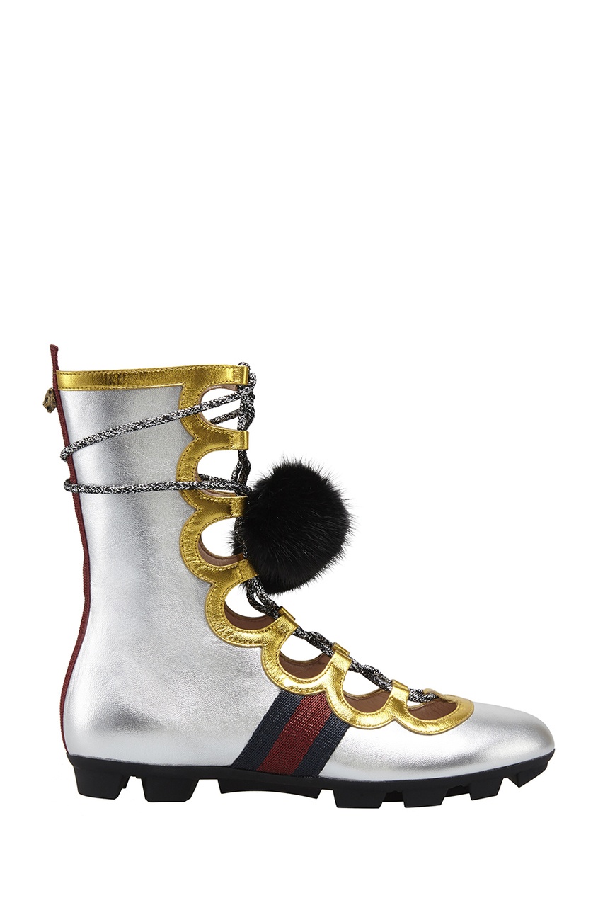 Ботинки из металлизированной кожи