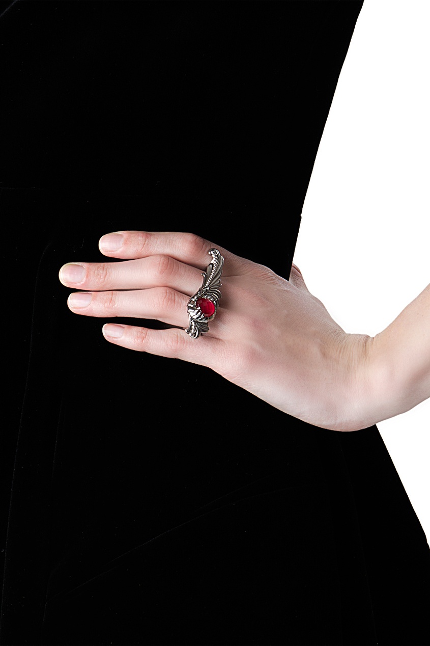 фото Серебряное кольцо с красным кораллом stephen webster