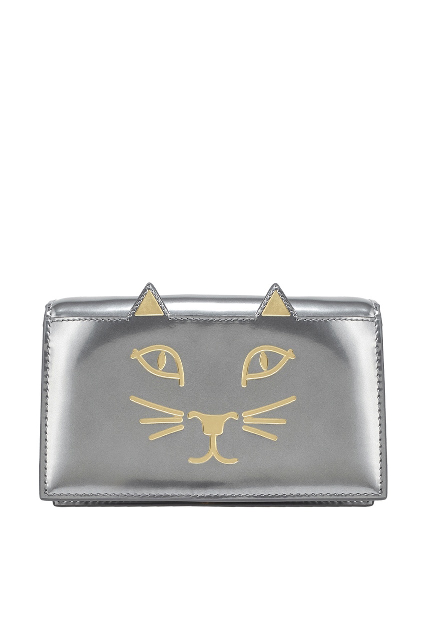 

Кошелек из металлизированной кожи Feline Purse, Серебряный