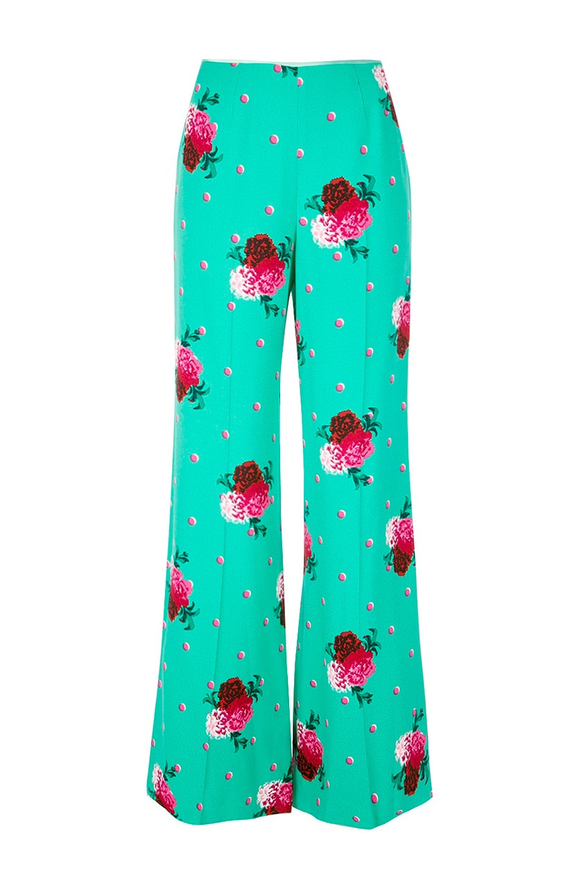 фото Зеленые широкие брюки с цветочным принтом The marc jacobs