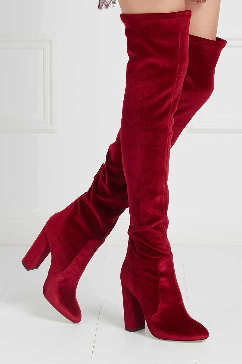 фото Бархатные ботфорты Velvet Thigh High 105 Aquazzura