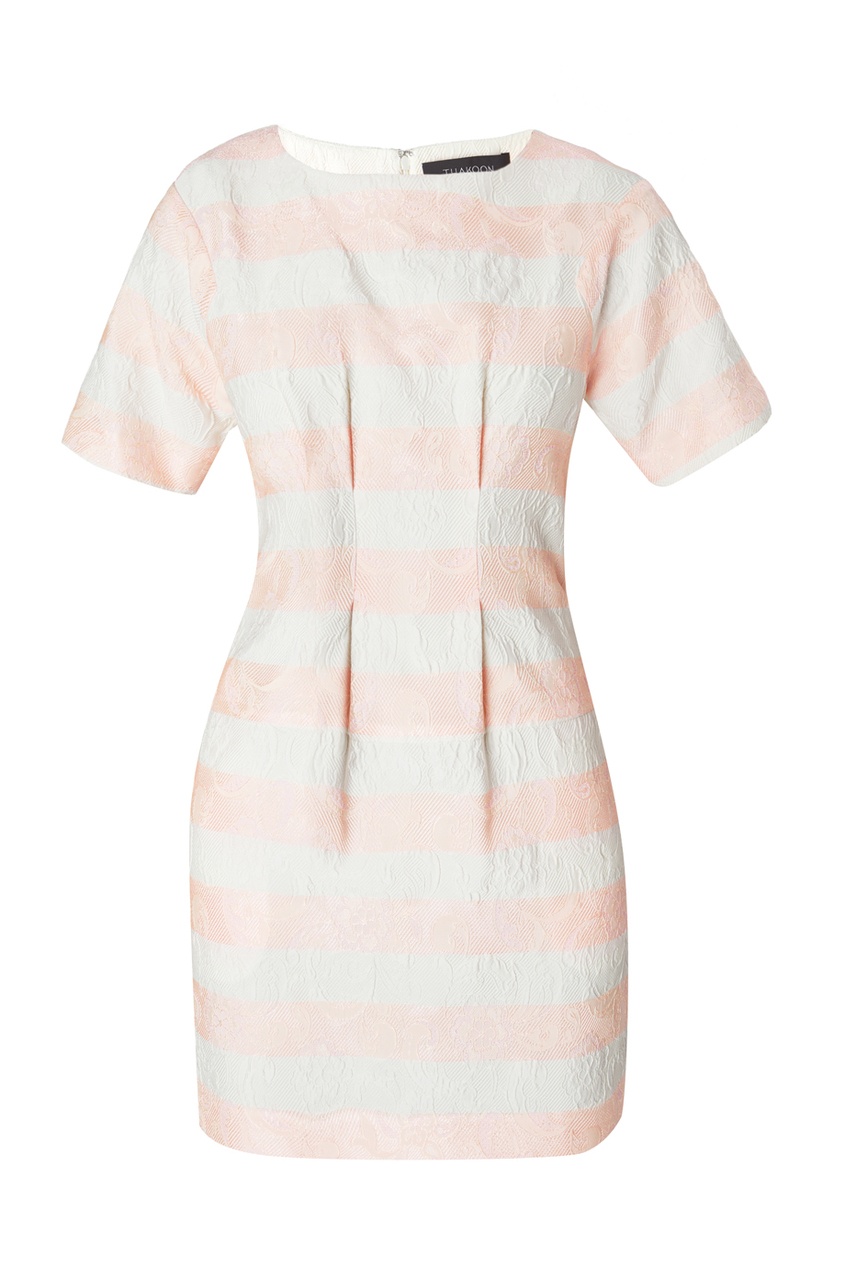 

Платье в полоску с выбитым принтом, Розовый, Платье в полоску с выбитым принтом