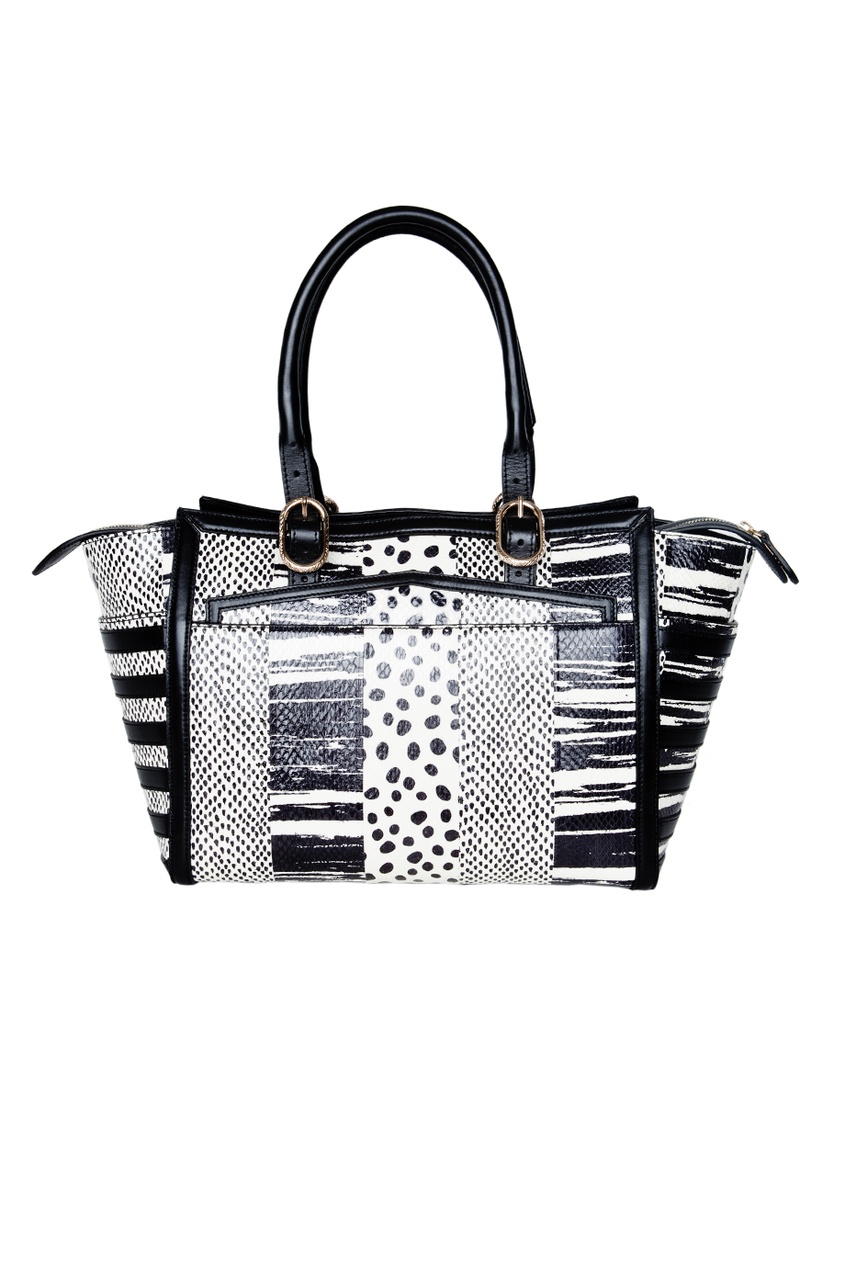 

Сумка Farida Bowler Watersnake Patchwork/Calf, Черный, Сумка Farida Bowler Watersnake Patchwork/Calf