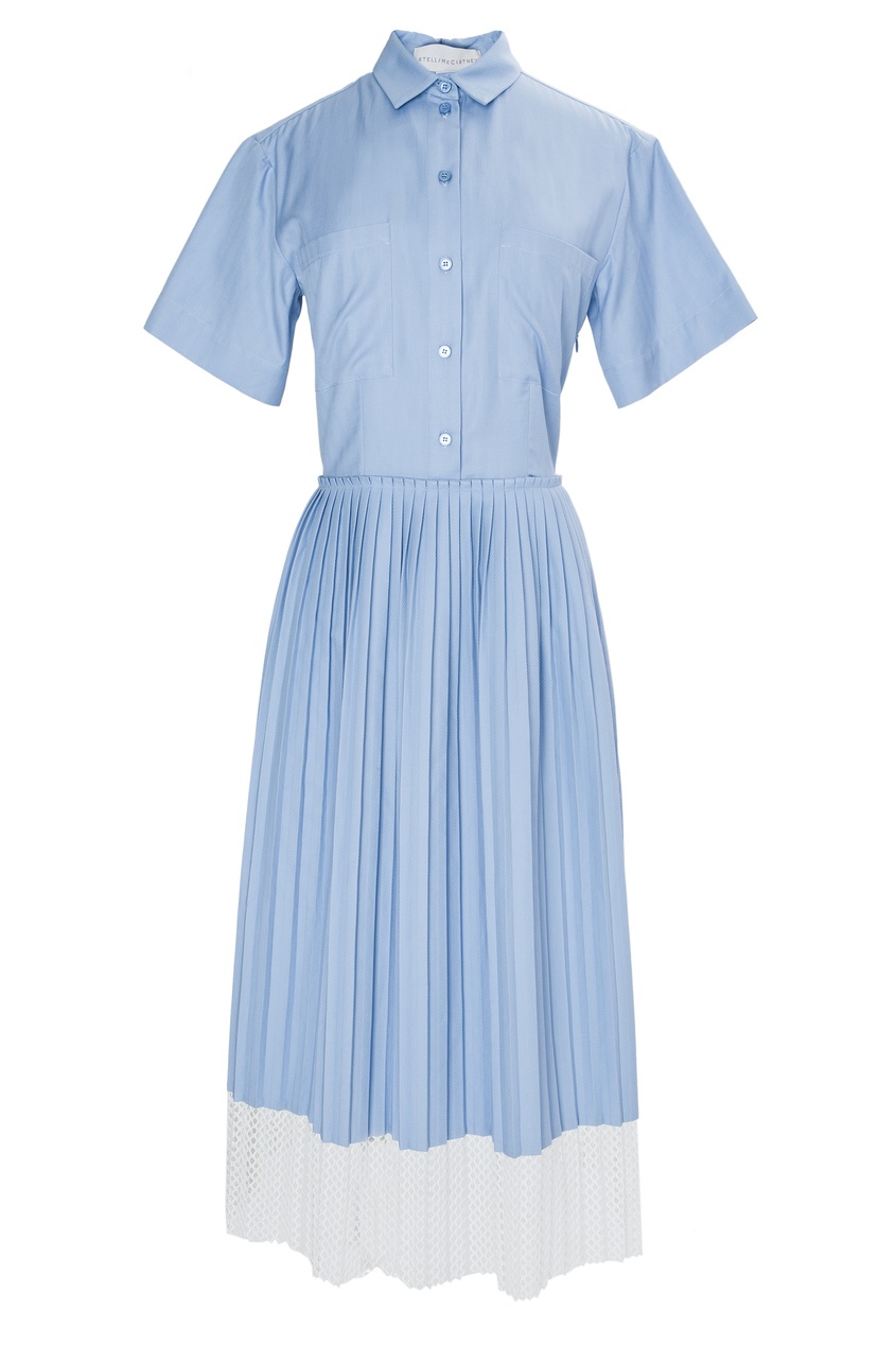 фото Синее платье с плиссированной юбкой Stella mccartney