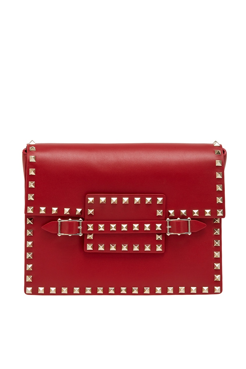 фото Кожаная сумка rosso rockstud valentino garavani