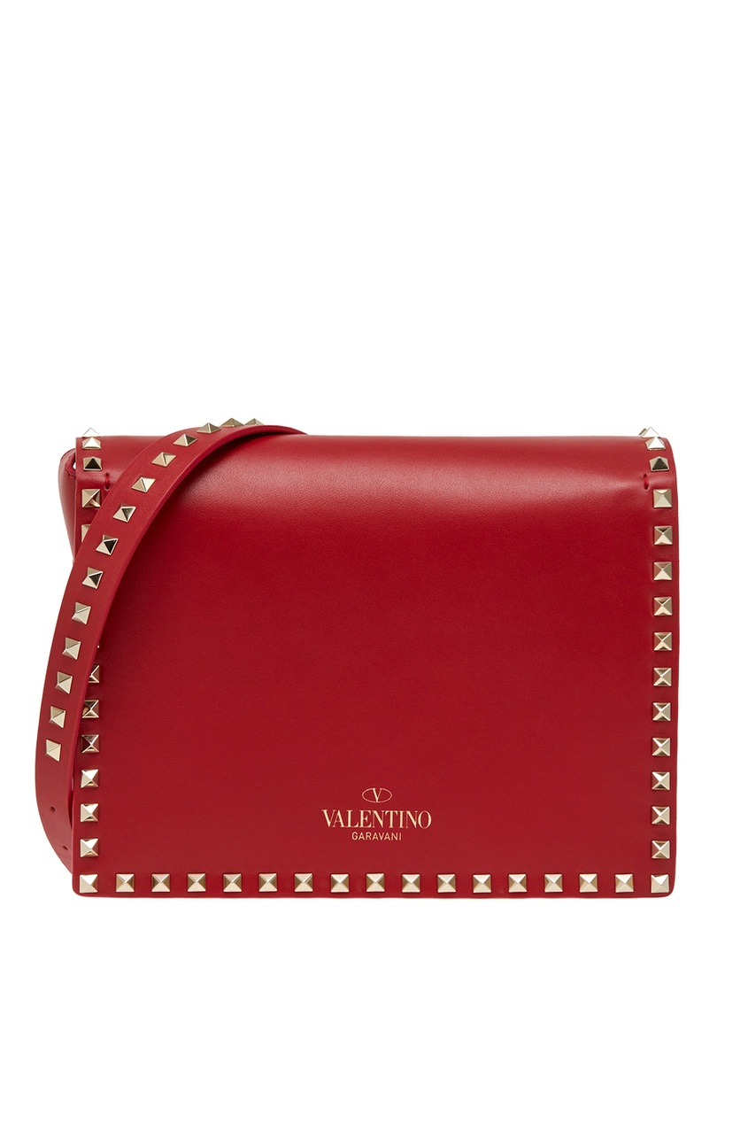 фото Кожаная сумка rosso rockstud valentino garavani