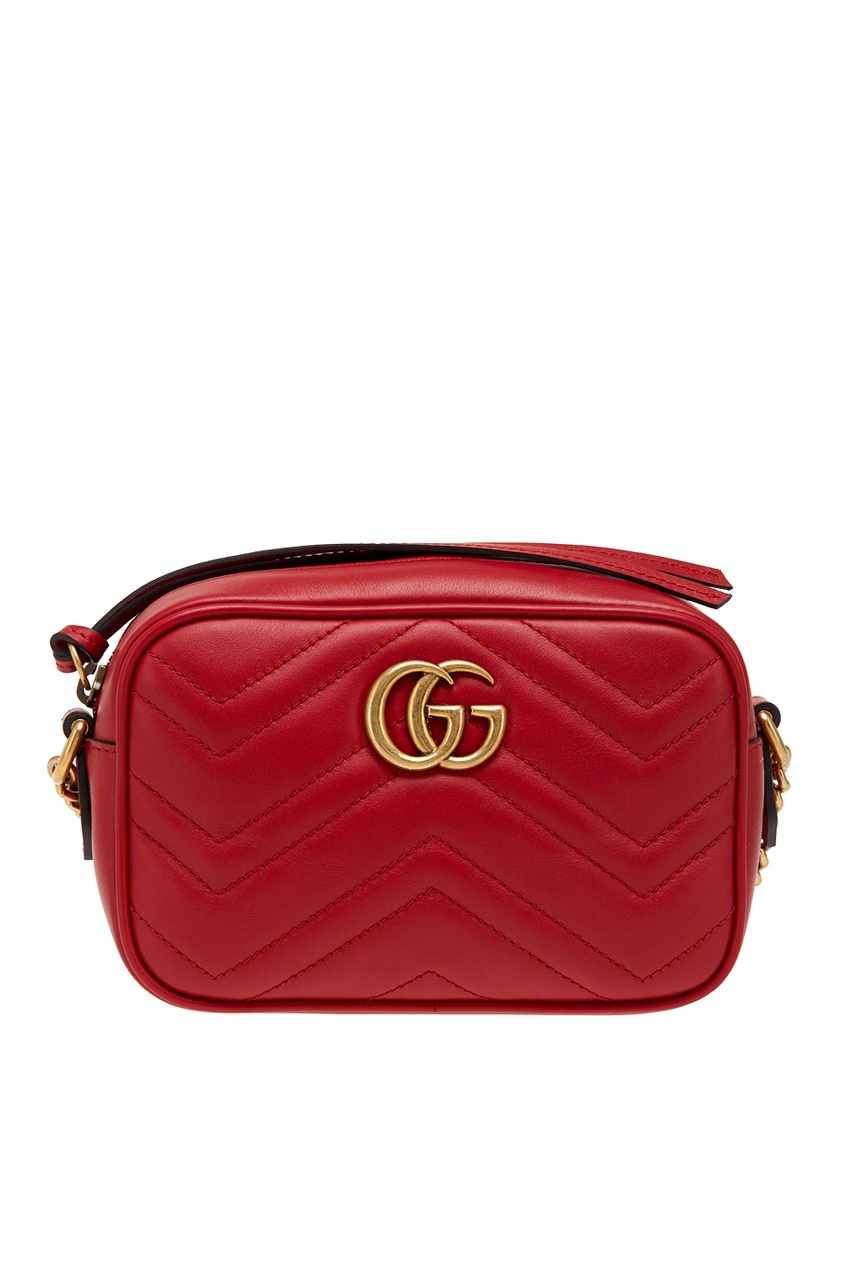 фото Красная кожаная сумка gg marmont gucci