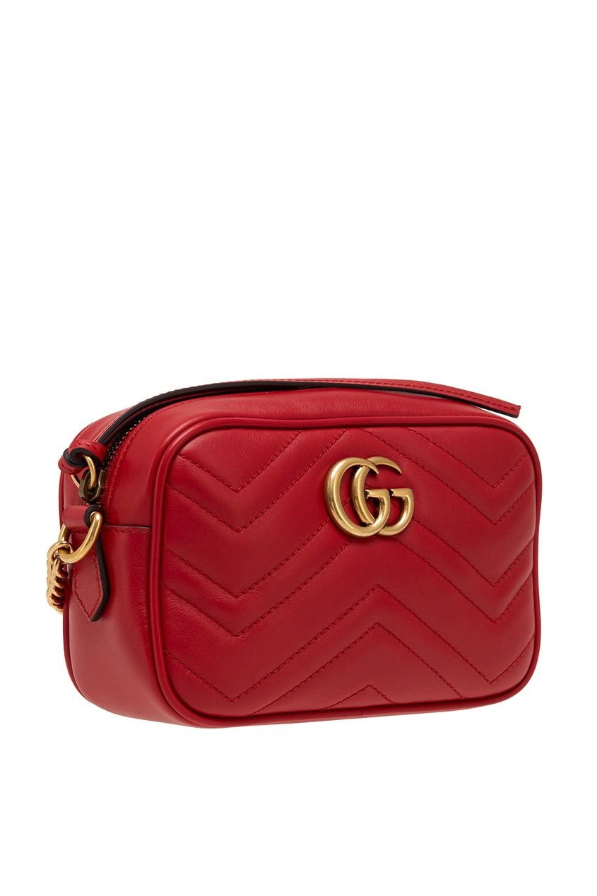 фото Красная кожаная сумка gg marmont gucci