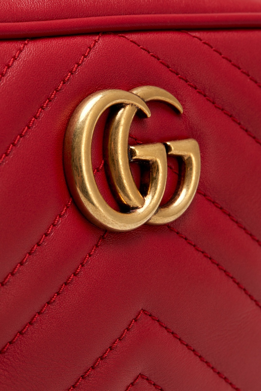 фото Красная кожаная сумка gg marmont gucci