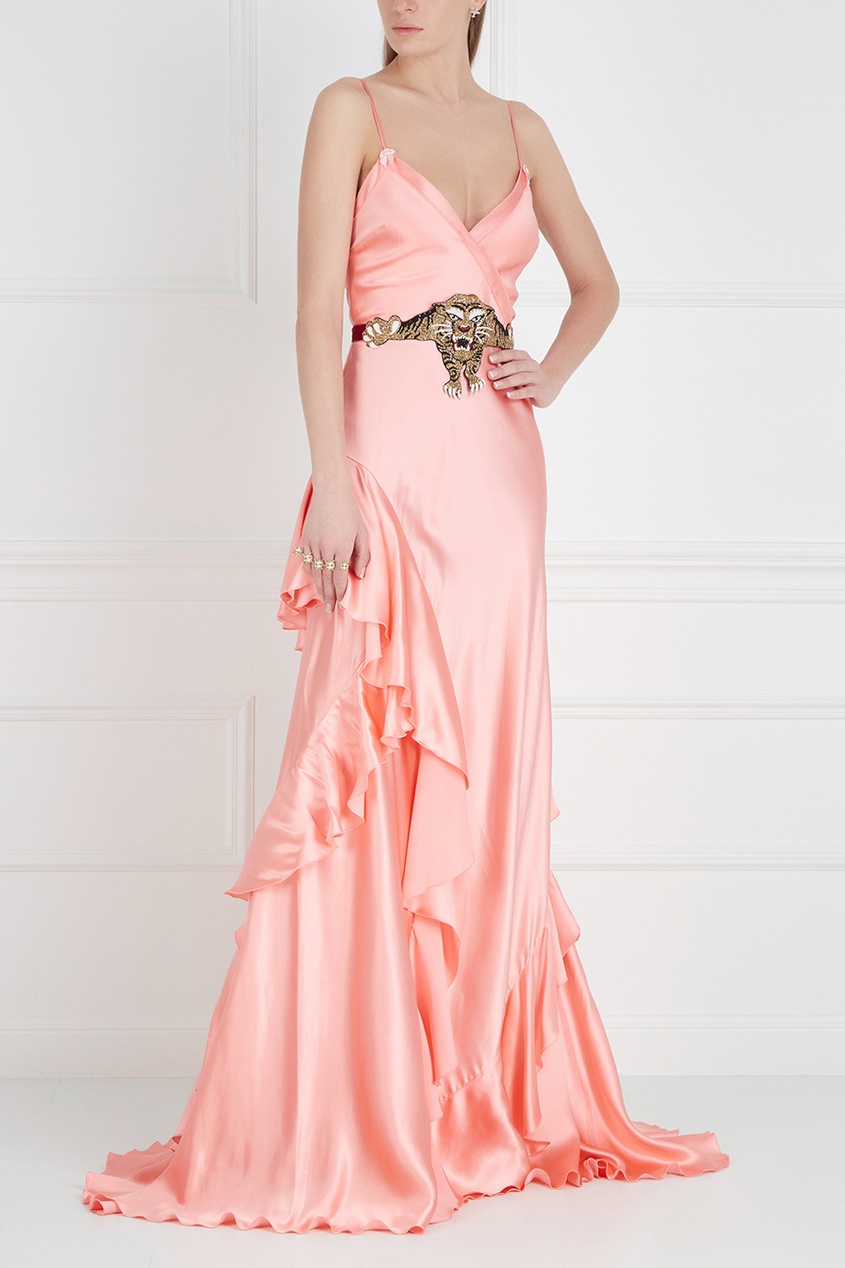 Розовое вечернее платье в пол