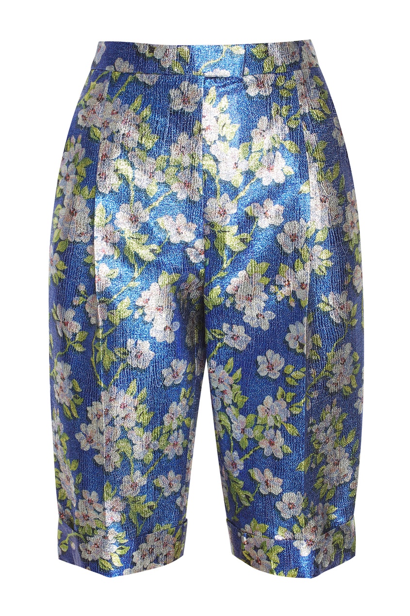 фото Блестящие шорты с цветочным рисунком delpozo