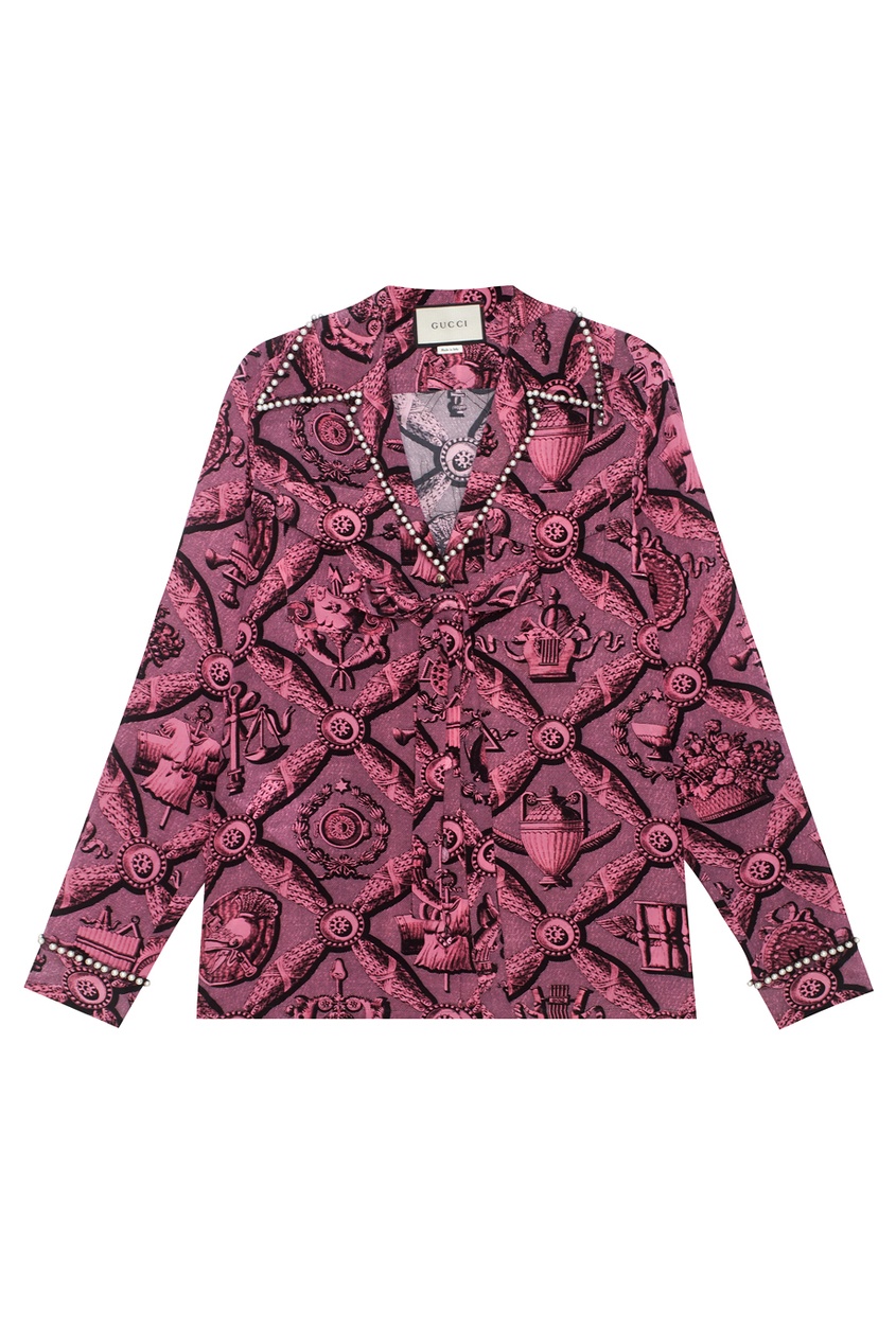 Gucci Шелковая блузка gucci кольцо с жемчужными бусинами