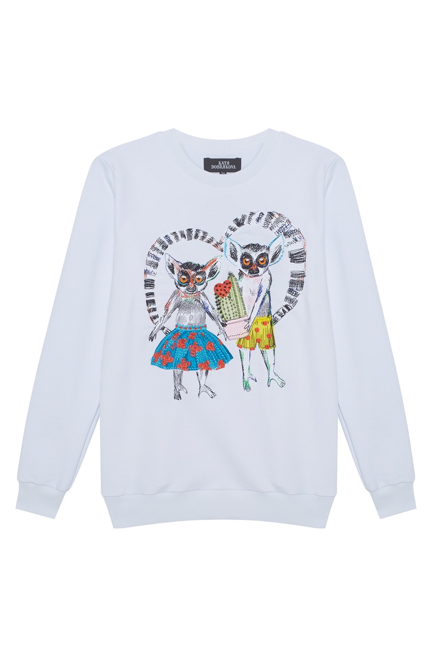 

Хлопковый свитшот Lemurs In Love, Белый, Хлопковый свитшот Lemurs In Love