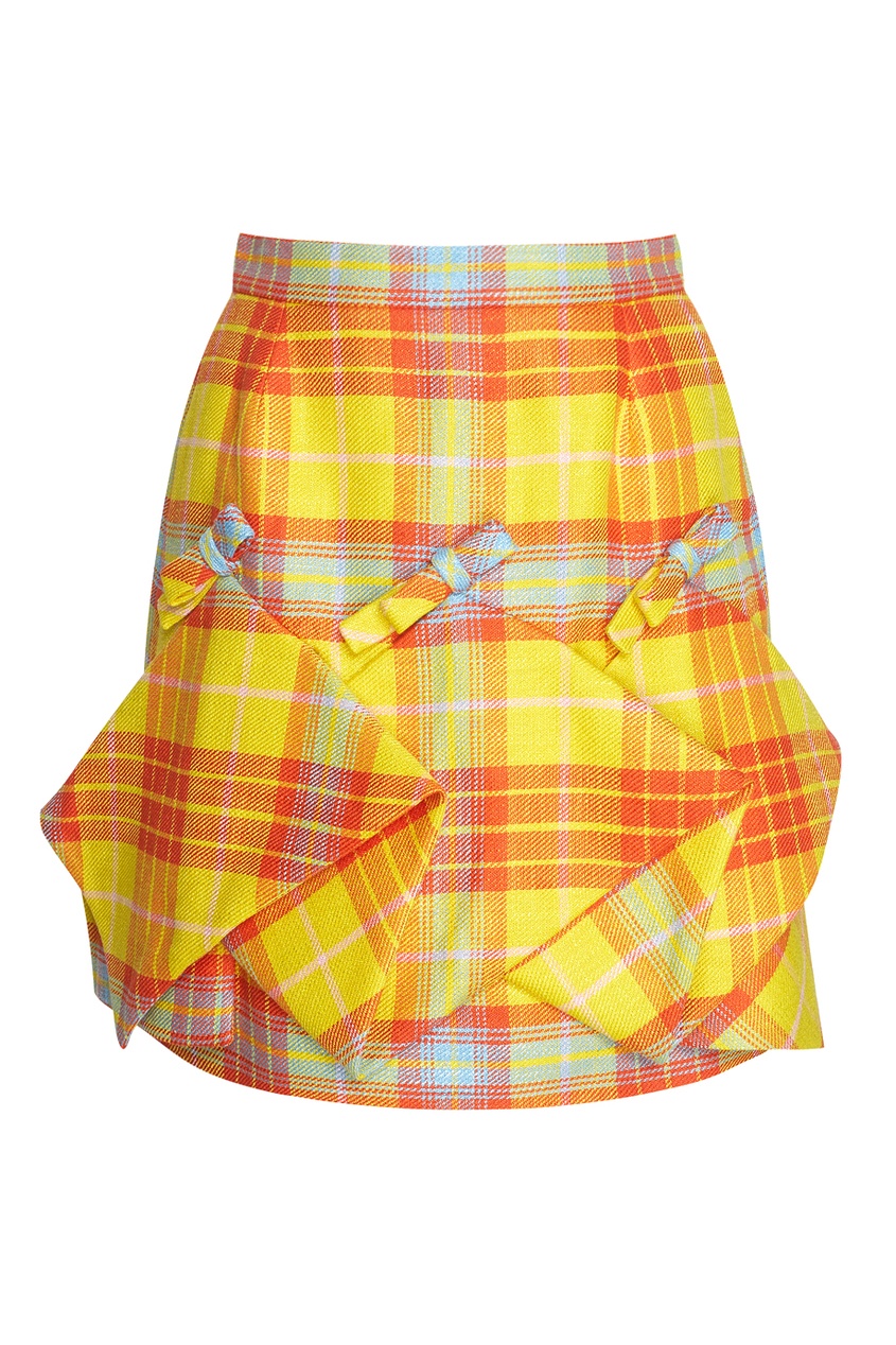 фото Клетчатая юбка с объемной отделкой delpozo